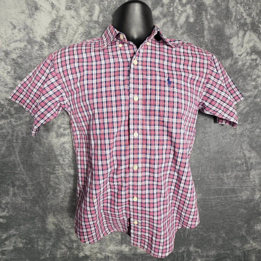 Ralph Lauren Boys Short Sleeve Button Down Shirt M 12-14‎ Multicolor Plaid